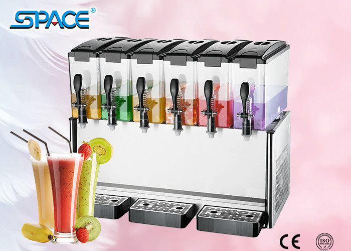 Fast Cooling Six Tank Juice Dispenser Machine , Electric Beverage Dispenser